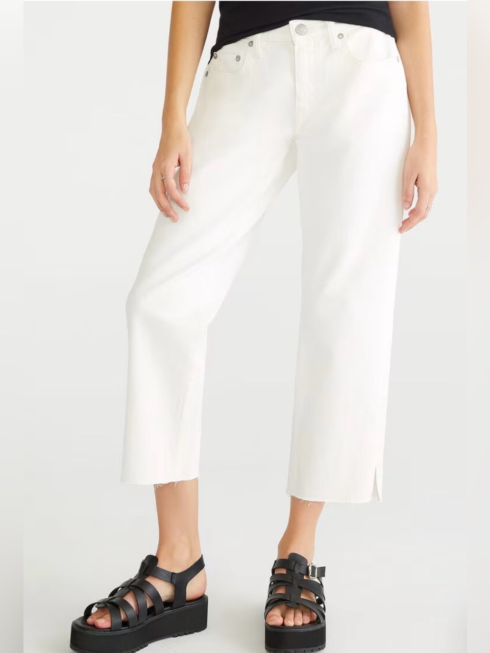 Aeropostale Low Rise Baggy Cropped White Jeans with 10% Recycled Cotton